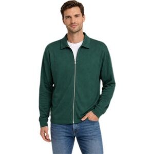 Fairly Normal Men's Green Zip-Up Polo Shirt Jacket Size M Casual​